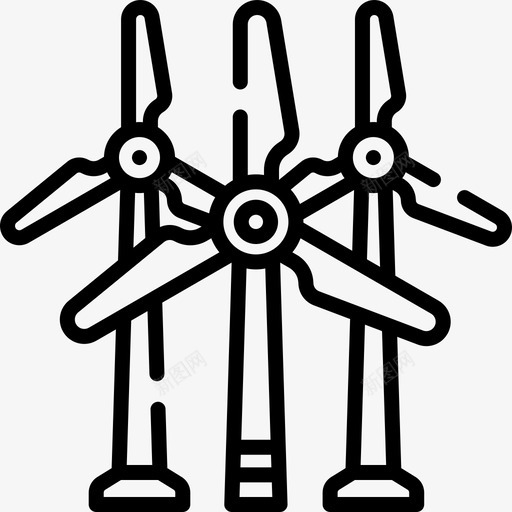 风车可再生能源29线性图标svg_新图网 https://ixintu.com 再生 可再 线性 能源 风车