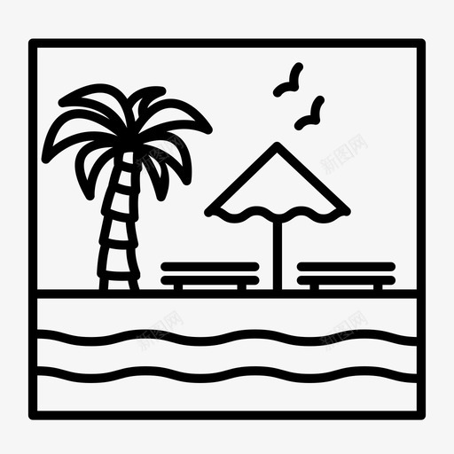 海滩棕榈树海滨图标svg_新图网 https://ixintu.com 图标 度假 棕榈树 波浪 海滨 海滩