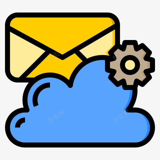 邮箱云系统2线颜色图标svg_新图网 https://ixintu.com 系统 邮箱 颜色