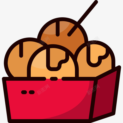 Takoyaki日本89线性颜色图标svg_新图网 https://ixintu.com Takoyaki 日本 线性 颜色