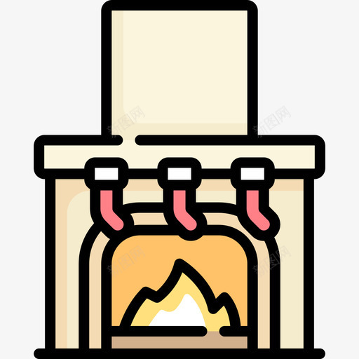 壁炉圣诞装饰2线性颜色图标svg_新图网 https://ixintu.com 圣诞 壁炉 线性 装饰 颜色