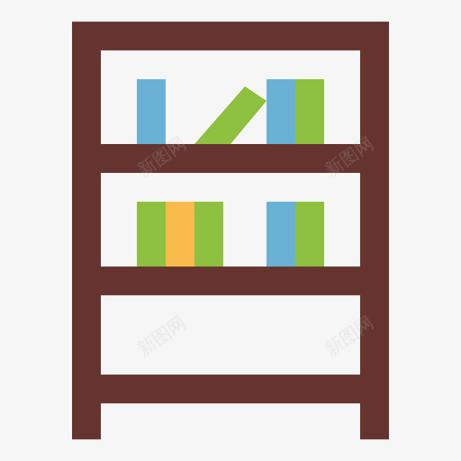 书架家具166扁平svg_新图网 https://ixintu.com 书架 家具 扁平