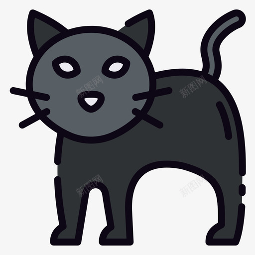 猫万圣节服装8线性颜色svg_新图网 https://ixintu.com 万圣节 服装 线性 颜色