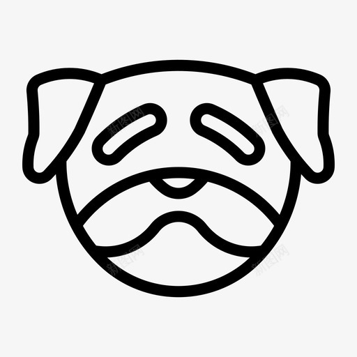 哈巴狗狗脸svg_新图网 https://ixintu.com 哈巴 宠物 皱纹 品种