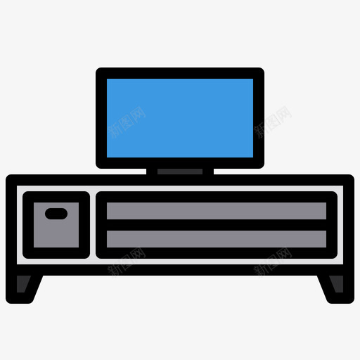 电视桌家具59线性颜色svg_新图网 https://ixintu.com 电视 家具 线性 颜色