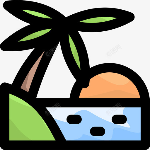 海滩景观36线性颜色svg_新图网 https://ixintu.com 海滩 景观 线性 颜色