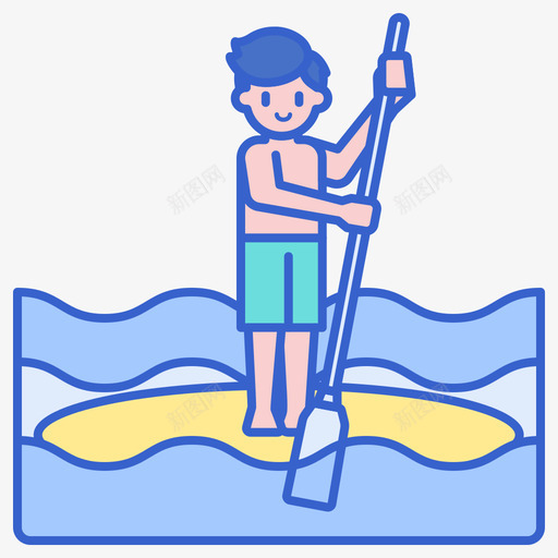 立式桨板水上运动2线性颜色svg_新图网 https://ixintu.com 立式 桨板 水上运动 线性 颜色