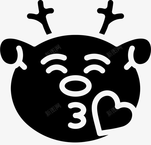 吻圣诞表情填充svg_新图网 https://ixintu.com 圣诞 表情 填充