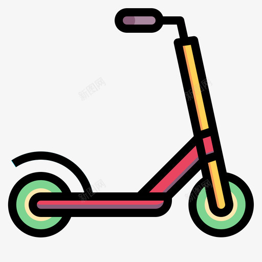 滑板车玩具45线性颜色svg_新图网 https://ixintu.com 滑板车 玩具 线性 颜色