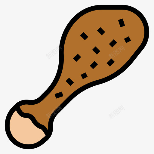 鸡腿快餐94线形颜色svg_新图网 https://ixintu.com 鸡腿 快餐 线形 颜色