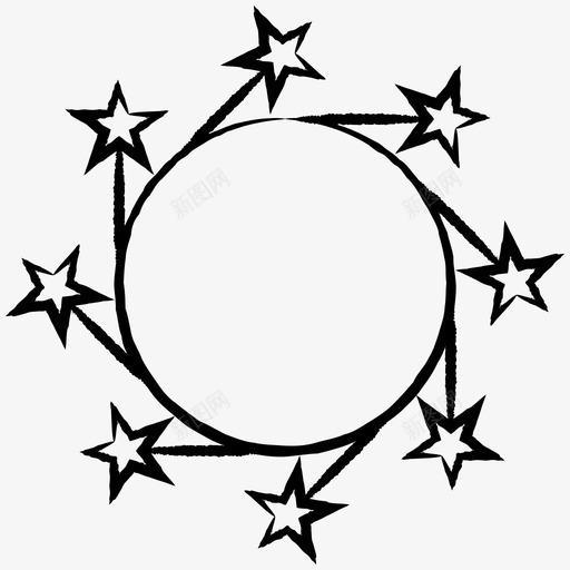 星星装饰圆形svg_新图网 https://ixintu.com 装饰 星星 圆形 圣诞 涂鸦