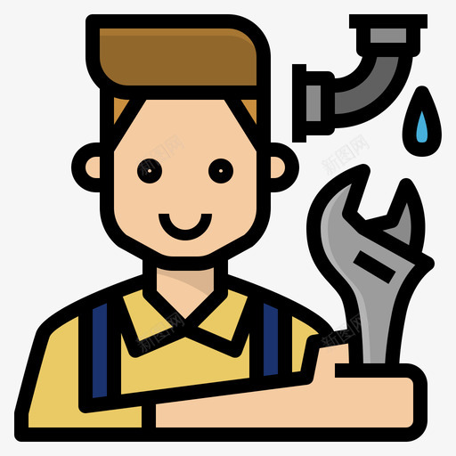 水管工职业27线性颜色svg_新图网 https://ixintu.com 水管 管工 职业 线性 颜色