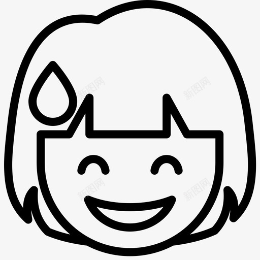 汗笑表情脸svg_新图网 https://ixintu.com 表情 汗笑 女孩 轮廓