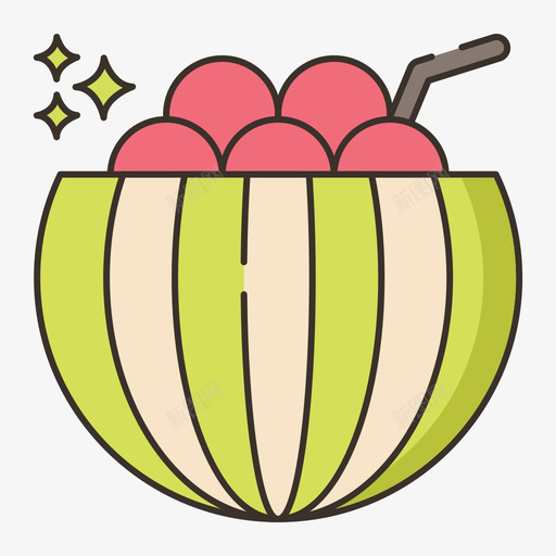 西瓜热带56线形颜色svg_新图网 https://ixintu.com 西瓜 热带 线形 颜色