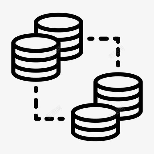 硬币兑换5直线svg_新图网 https://ixintu.com 硬币 兑换 直线