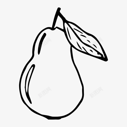 梨水果素描svg_新图网 https://ixintu.com 水果 素描 黑白水果