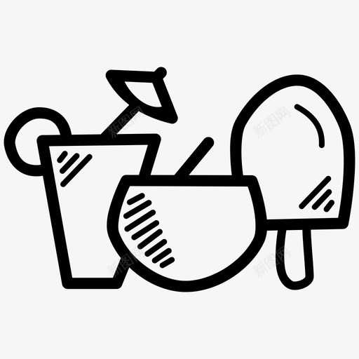 夏天椰子凉爽svg_新图网 https://ixintu.com 夏天 椰子 凉爽 果汁 嘲尾 冰棒 海滩 涂鸦
