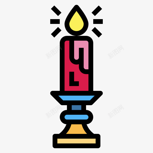 蜡烛圣诞323线型颜色svg_新图网 https://ixintu.com 蜡烛 圣诞 线型 颜色