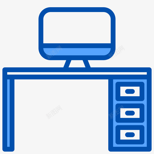 办公桌家具58蓝色svg_新图网 https://ixintu.com 办公桌 家具 蓝色
