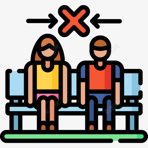 坐下社交距离8线条颜色svg_新图网 https://ixintu.com 坐下 社交 距离 线条 颜色
