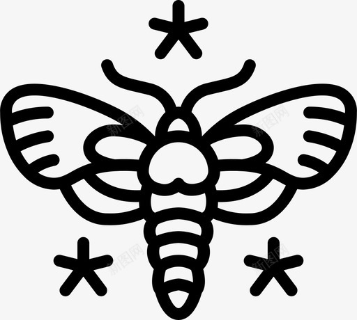 蛾子纹身16线状svg_新图网 https://ixintu.com 蛾子 纹身 线状