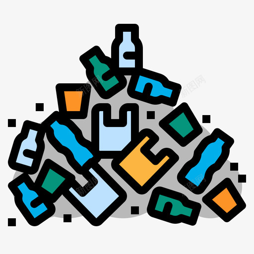 垃圾塑料污染18线性颜色svg_新图网 https://ixintu.com 垃圾 塑料 污染 线性 颜色