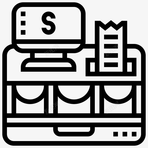 出纳收银机职员svg_新图网 https://ixintu.com 出纳 收银机 职员 商店 银行 线路