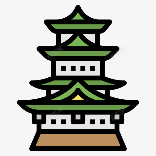 大阪日本96线性颜色svg_新图网 https://ixintu.com 大阪 日本 线性 颜色