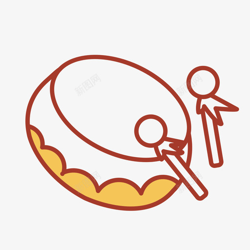 锣鼓-线框svg_新图网 https://ixintu.com 锣鼓-线框