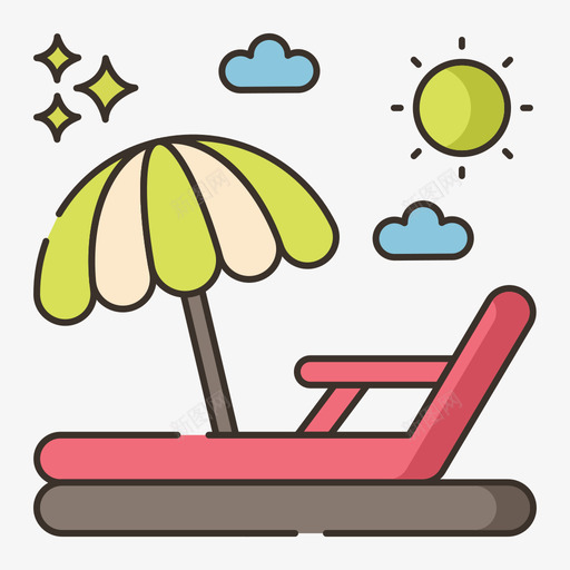 沙滩椅热带56线性颜色svg_新图网 https://ixintu.com 沙滩椅 热带 线性 颜色