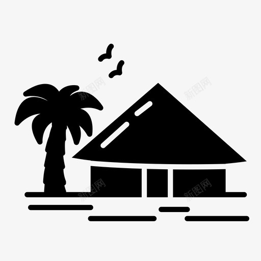 草屋海滩稻草svg_新图网 https://ixintu.com 草屋 夏季 海滩 稻草 假期 实心 图标 集合