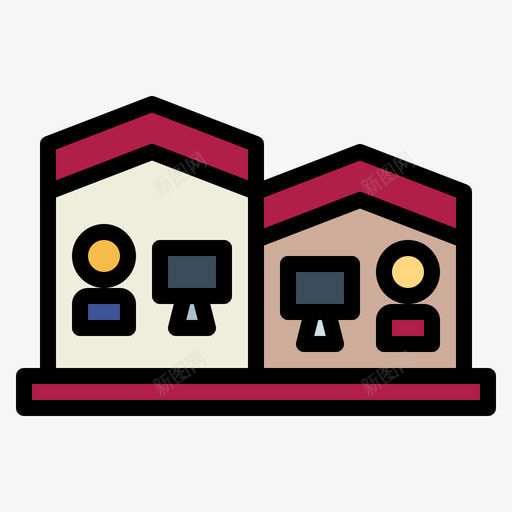 家在家工作83线性颜色svg_新图网 https://ixintu.com 在家 工作 线性 颜色