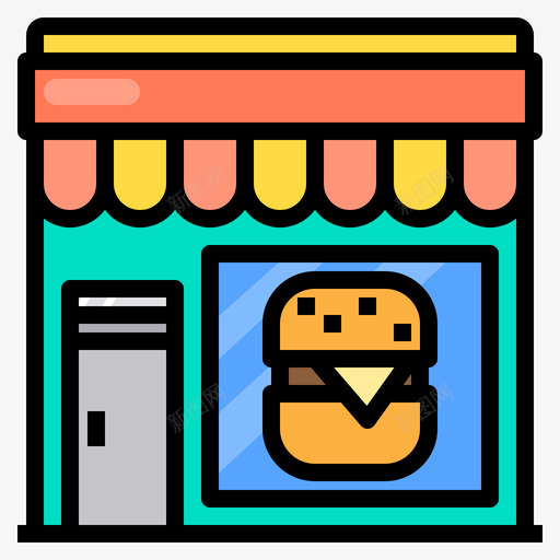 汉堡46号店线性颜色svg_新图网 https://ixintu.com 汉堡 46号店 线性 颜色