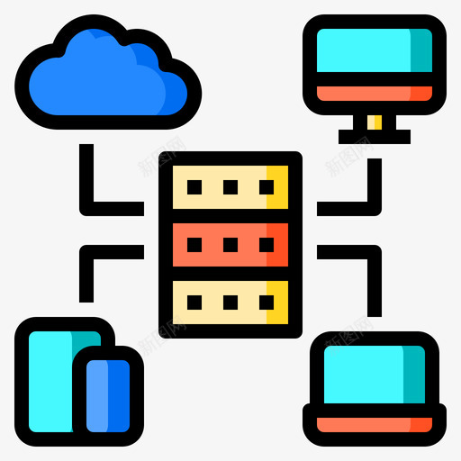 数据库通信246线颜色svg_新图网 https://ixintu.com 数据库 通信 颜色