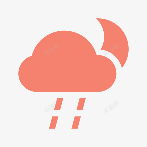 中雨云月亮svg_新图网 https://ixintu.com 中雨 月亮 夜晚 天气