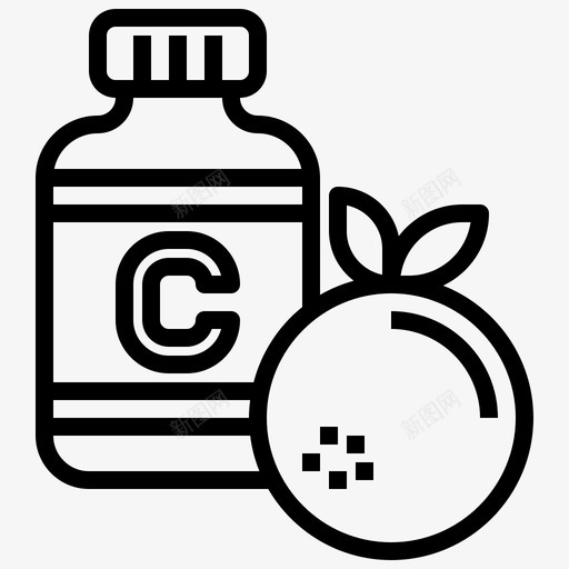 维生素C健康82线性svg_新图网 https://ixintu.com 维生素 健康 线性