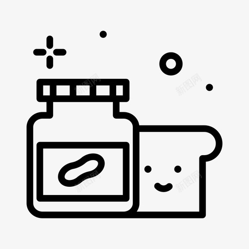 花生酱早餐55线性svg_新图网 https://ixintu.com 花生酱 早餐 线性
