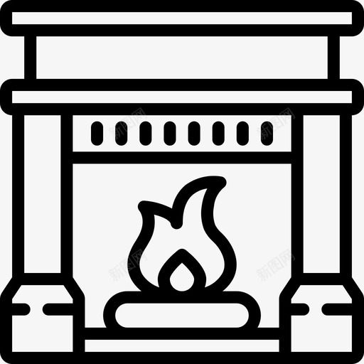 壁炉冬季2线性svg_新图网 https://ixintu.com 壁炉 冬季 线性