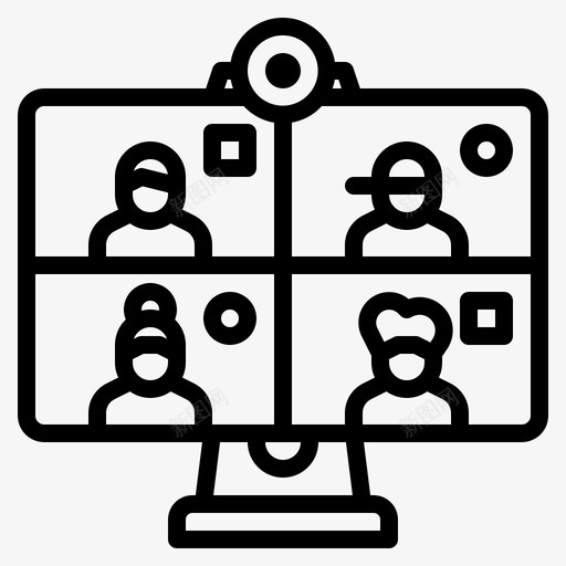 视频会议家庭活动2线性svg_新图网 https://ixintu.com 视频会议 家庭 活动 线性