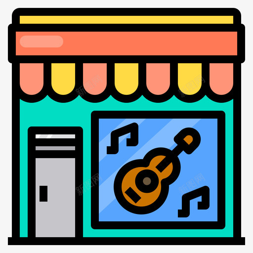 吉他46号店线性颜色svg_新图网 https://ixintu.com 吉他 46号店 线性 颜色