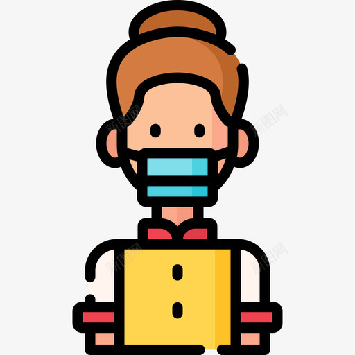 女人头像带医用面具10线性颜色svg_新图网 https://ixintu.com 女人 头像 医用 面具 线性 颜色
