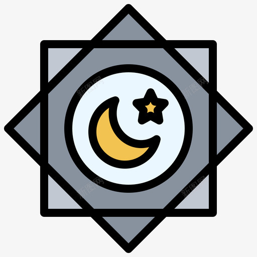 RubElHizbRamadan36线性颜色svg_新图网 https://ixintu.com Rub El Hizb Ramadan 线性 颜色