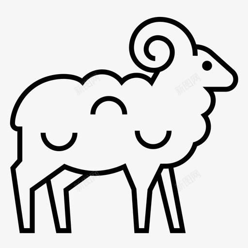 公羊山羊羊肉svg_新图网 https://ixintu.com 羊肉 公羊 山羊 绵羊 农场 线图 图标
