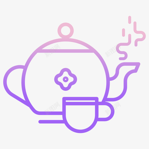 茶壶中式5轮廓渐变svg_新图网 https://ixintu.com 茶壶 中式 轮廓 渐变