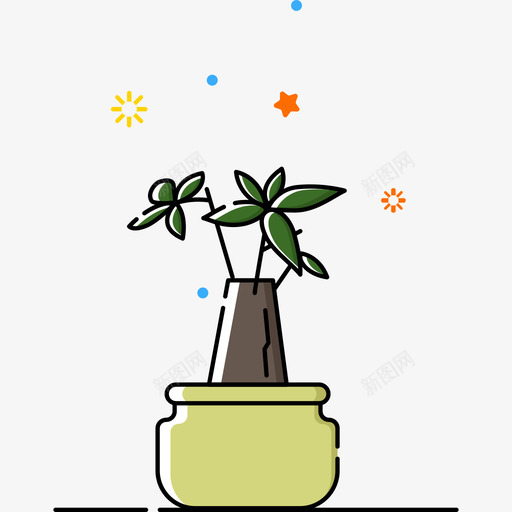 植物icon发财树svg_新图网 https://ixintu.com 植物 icon 发财 线性 多色 可爱