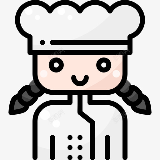 厨师女专业人员1直系颜色svg_新图网 https://ixintu.com 专业人员 厨娘 厨师 直系 颜色