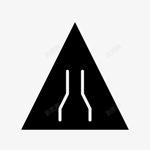 注意变窄道路svg_新图网 https://ixintu.com 注意 变窄 道路 标志 交通 交通标志