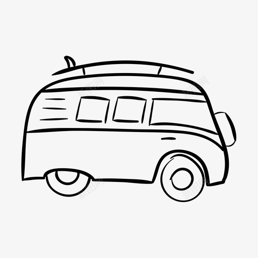 货车露营车嬉皮士svg_新图网 https://ixintu.com 货车 嬉皮士 露营 公路 旅行 旅游 海滩