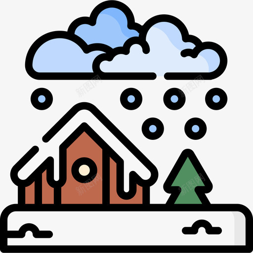雪自然灾害42线颜色svg_新图网 https://ixintu.com 自然灾害 颜色