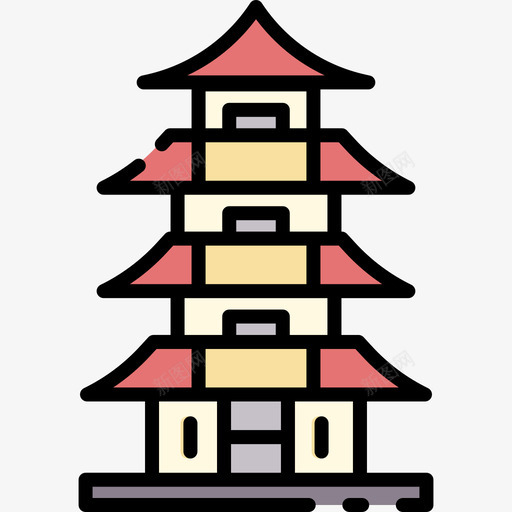 宝塔日本102线性颜色svg_新图网 https://ixintu.com 宝塔 日本 线性 颜色